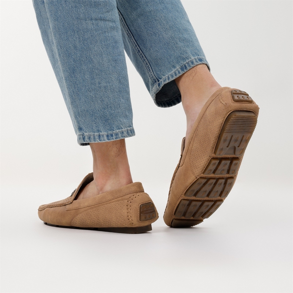 Men's Vegan Leather Slip-On Casual Loafers - TAN - 8